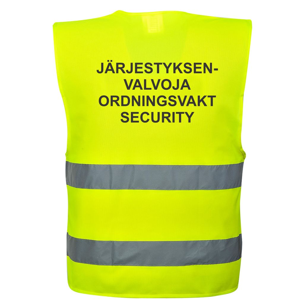 Järjestyksenvalvojan liivi, huomioliivi, keltainen